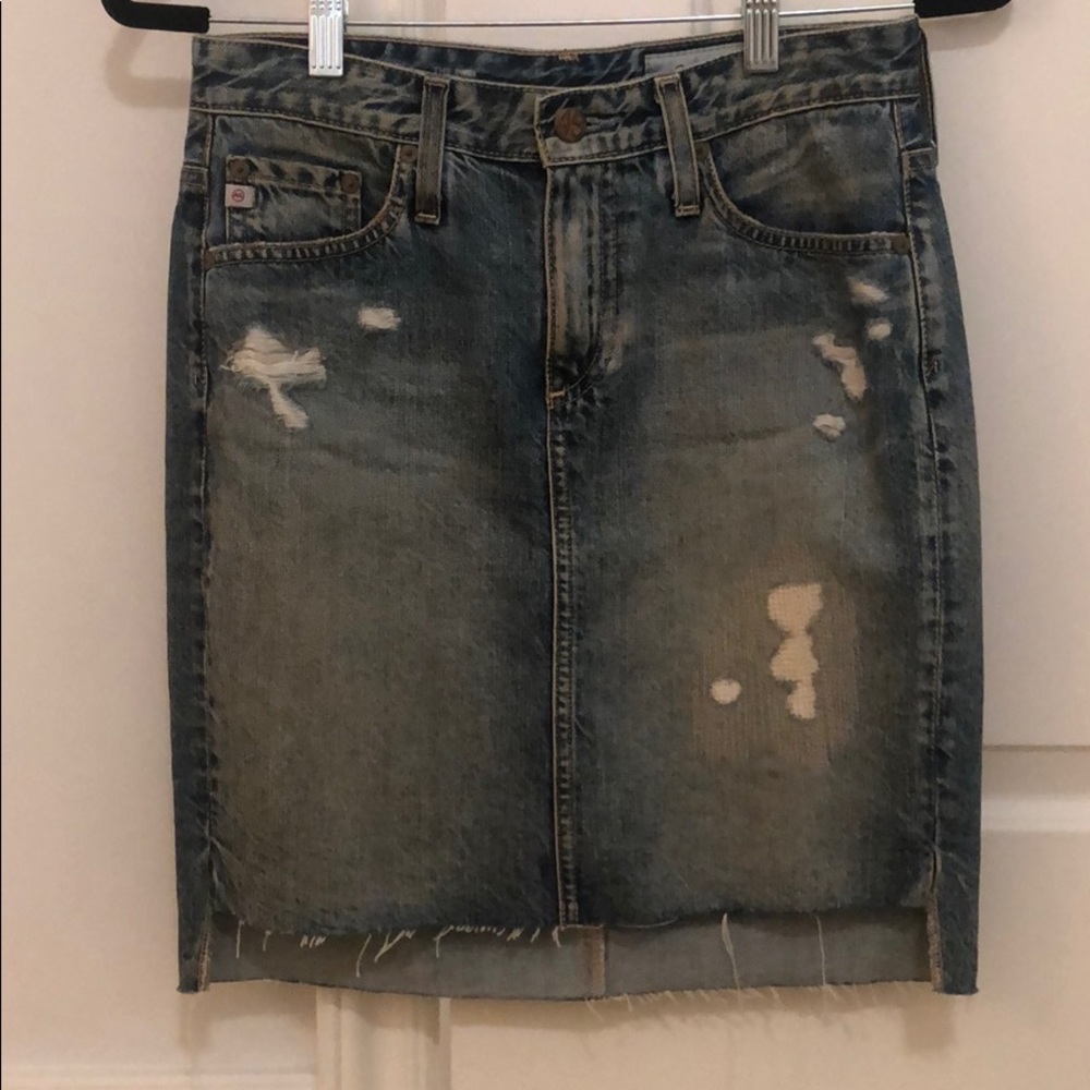 AG Distressed Denim pencil skirt